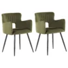 Set Of 2 Velvet Dining Chairs Olive Green SANILAC