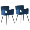 Set Of 2 Velvet Dining Chairs Navy Blue SANILAC