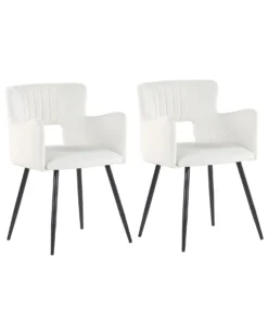 Set Of 2 Velvet Dining Chairs White SANILAC