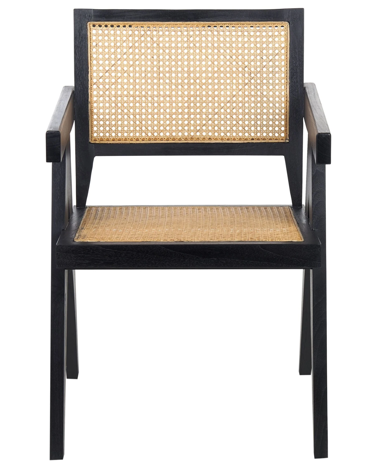 Wooden Chair With Rattan Braid Light Wood And Black WESTBROOK - Image 4