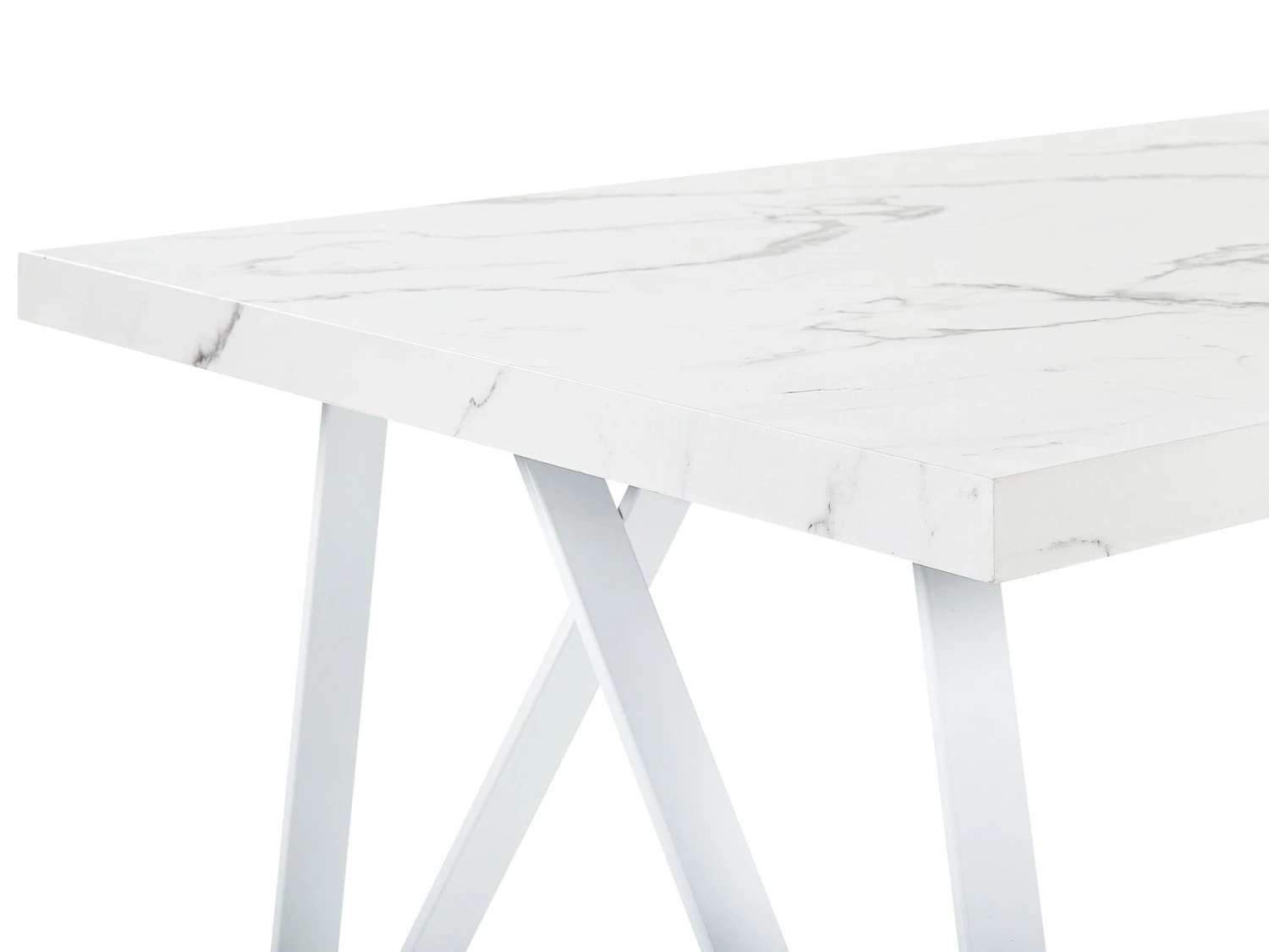 Dining Table 160 X 90 Cm Marble Effect White GRIEGER 4 Dining Table 160 X 90 Cm Marble Effect White GRIEGER - Image 4