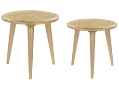 Set Of 2 Mango Wood Side Tables Gold NARRA