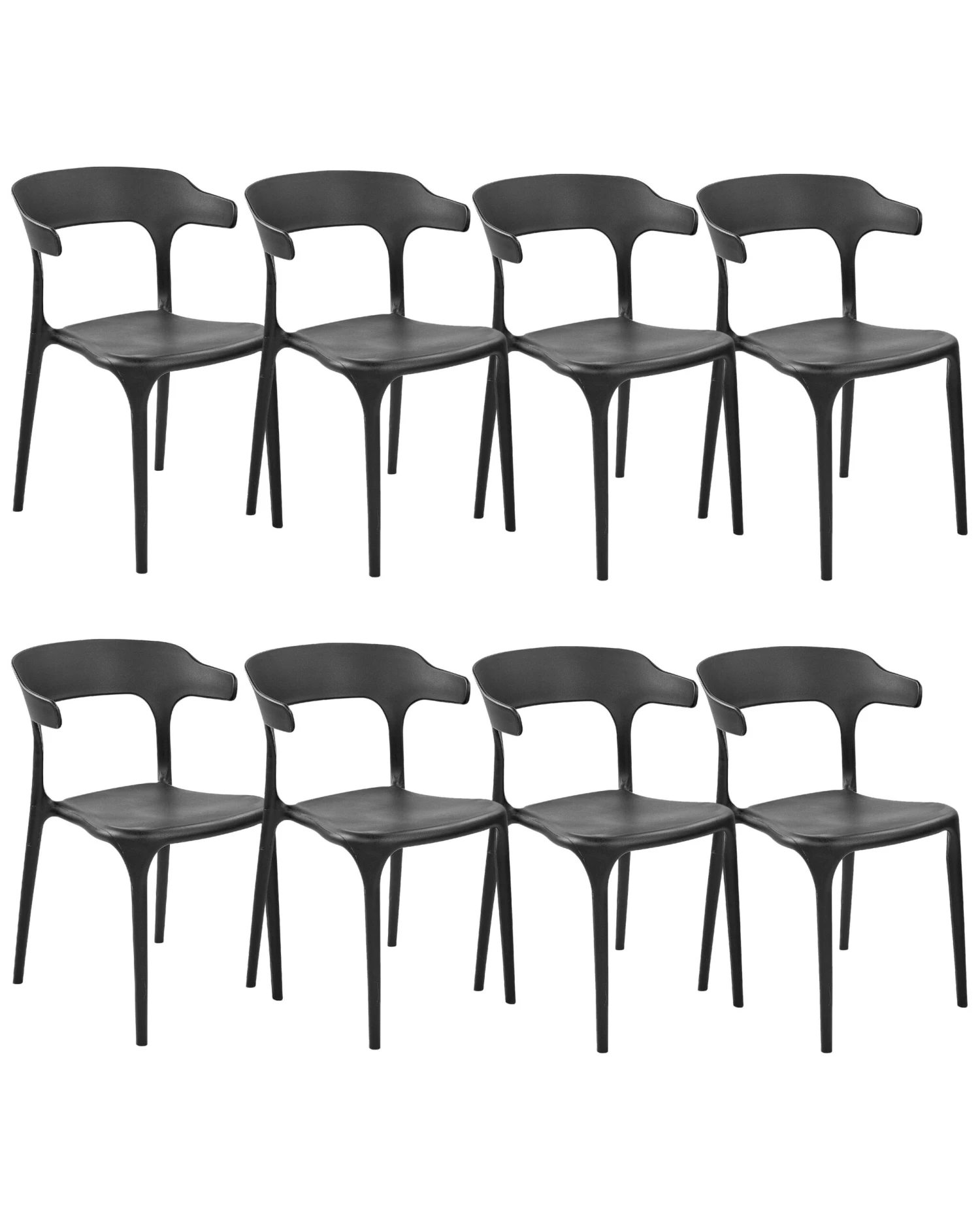 Set Of 8 Dining Chairs Black GUBBIO